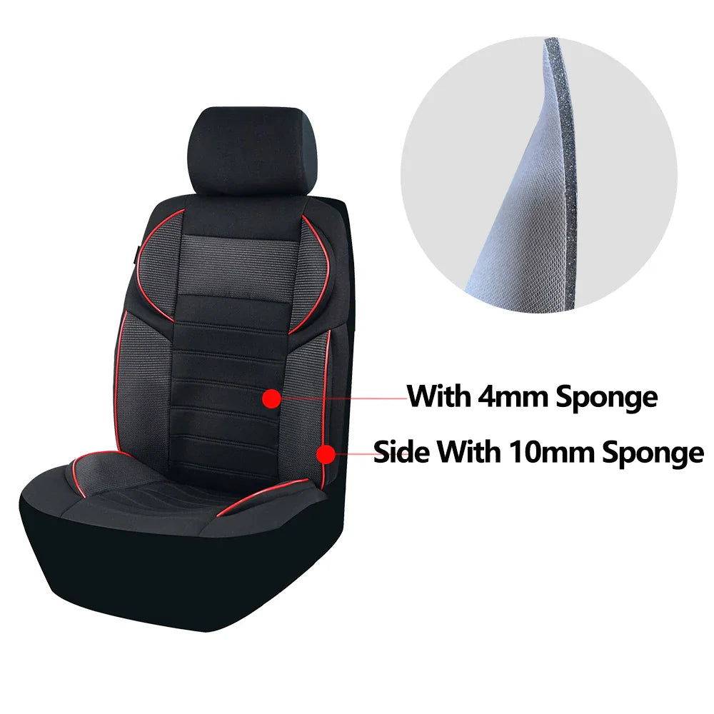 AUTO PLUS Universal Sport Seat Car Covers 5D Design Breathable Mesh BK Cloth Car Seat Covers Cushion Fit For Most Car SUV Van