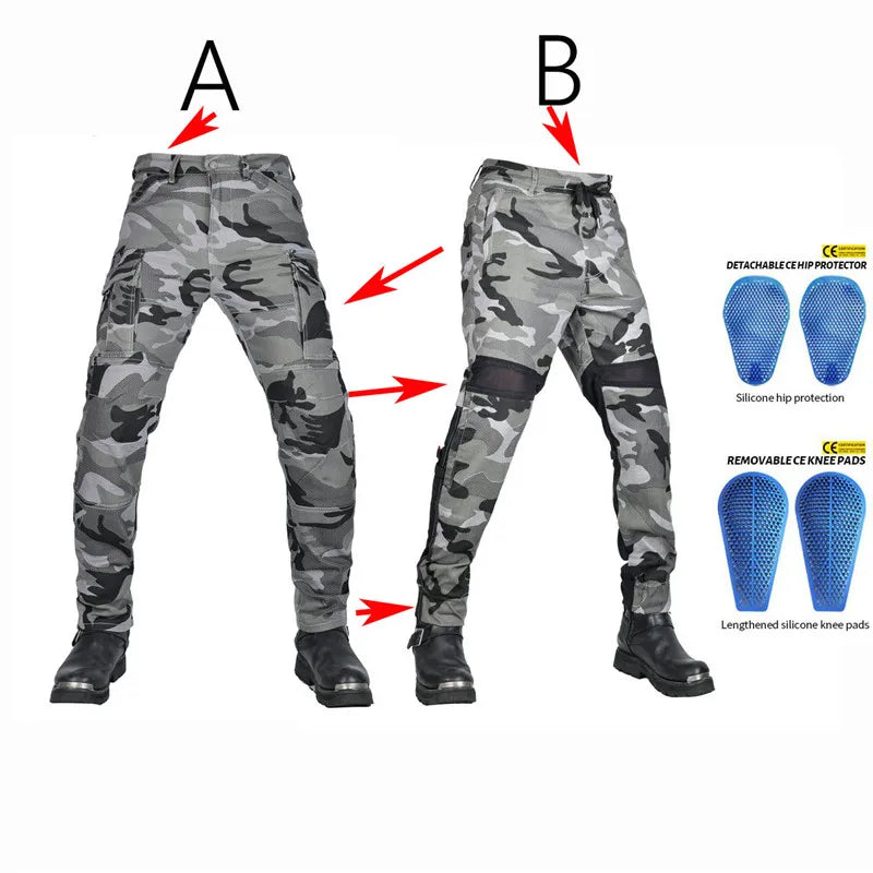 2 Camouflage Model Summer Riding 4 Season Knight Jeans Motorcycle Pants  Pantalones Motocicleta Hombre Featherbed Jeans Gears