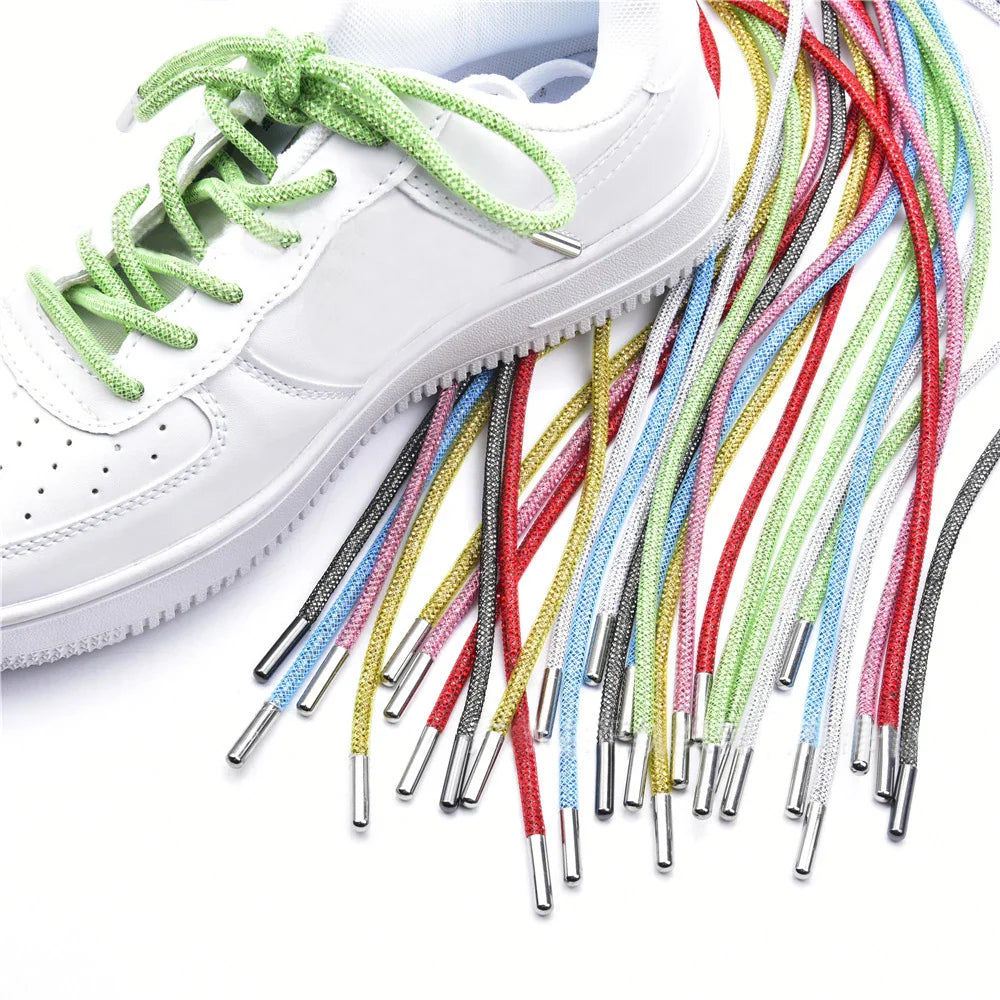 1Pcs Women Rhinestone Shoelaces Diamond Shoe Lace Sneakers Laces Shoes DIY Strings Round Shoelace 100/120/140/160CM