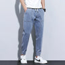 2024 Autumn Men's Jeans Jogger Thin Harem Pants Cotton Banded Pant Korea Style Light Blue Hip Hop Beam Feet Casual Trousers Male