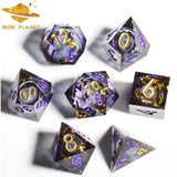 Mini Planet New Design Liquid Core Dice Set DND Handmade Polyhedral Resin Dice with Sharp Edges RPG Dice D&D Board Games