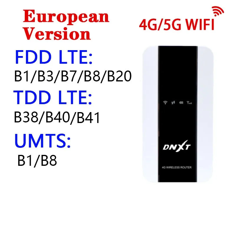 DNXT Universal and Unlocked 4G Mobile Wifi Router Portable Wireless MiFi Hotspot With 3000mAh Battery Modem