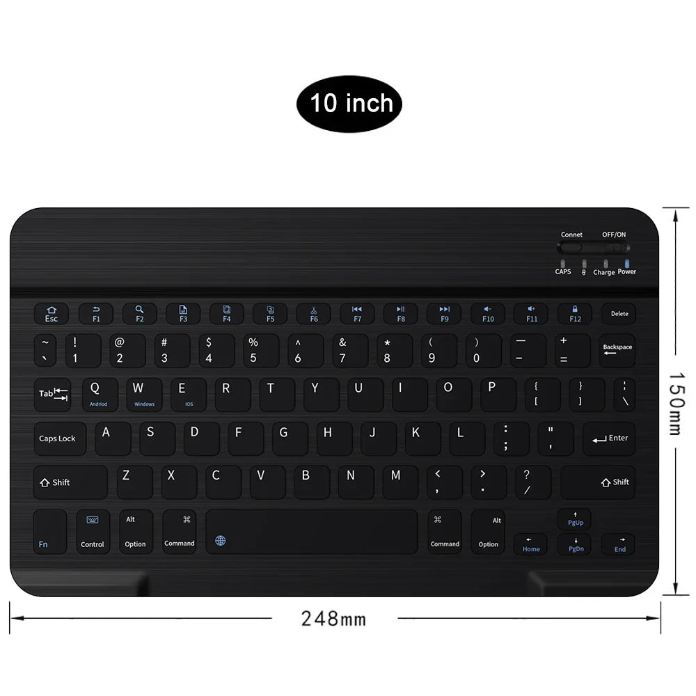 Universal Wireless Bluetooth Keyboard with Leather Case Stand Cover for iPad 7 8 Inch 9 10 Inch Tablet for iOS Android Windows