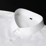 Luxury Men's Social Dress Shirts Spring Autumn Smooth Soft Wrinkle-resistant Non-iron Solid Color Casual Ice Silk