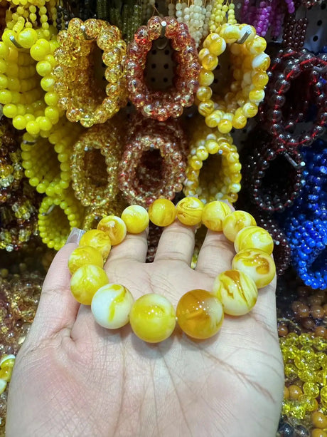 Natural Raw Amber Bracelet Men Women Healing Gemstone Fine Jewelry Genuine Baltic Ambers Tumbled Stone Bracelets Bangles