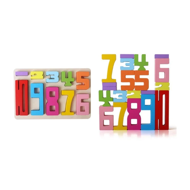 3D Digital Puzzle Number Building Block Set for Baby Montessori Stacking Toy Brain Developmental Learning Gift for Kids