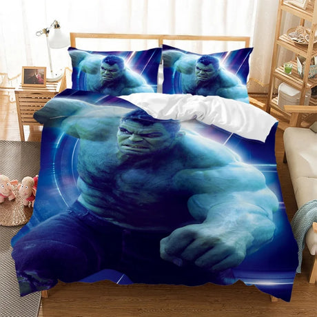 Disney Hulk Cartoon 3D Bedding Sets Boy Avenger Alliance Character  Duvet Cover Sets Pillow Case Single Twin Queen Size