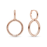 Rose Gold Hoop Earrings For Women 925 Silver Original Pave CZ Heart Ciecle Star Moon U Shape Earrings Luxury Wedding Jewelry