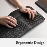 Bluetooth Wireless Ergonomic Split Keyboard and Vertical Mouse Combo Adjustable Palm Rest Membrane Low Profile Keys Keyboard