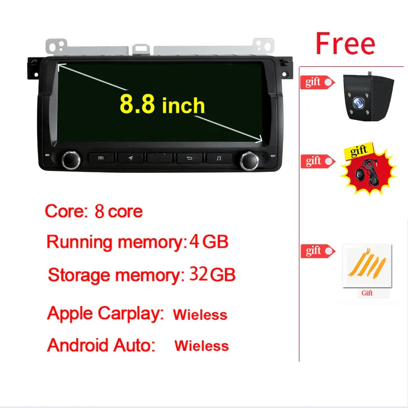 Factory Price Android12 Auto Bluetooth Speaker GPS Navigation Carplay Car Video Player For Bmw 3 Series E46 Car RadiosTereo