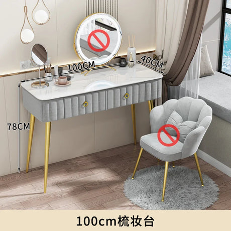 Luxury Nordic Dressing Table Mirror Chair Bedroom LED Modern Dressing Table Drawer Drawer Coiffeuse De Chambre Furniture Makeup