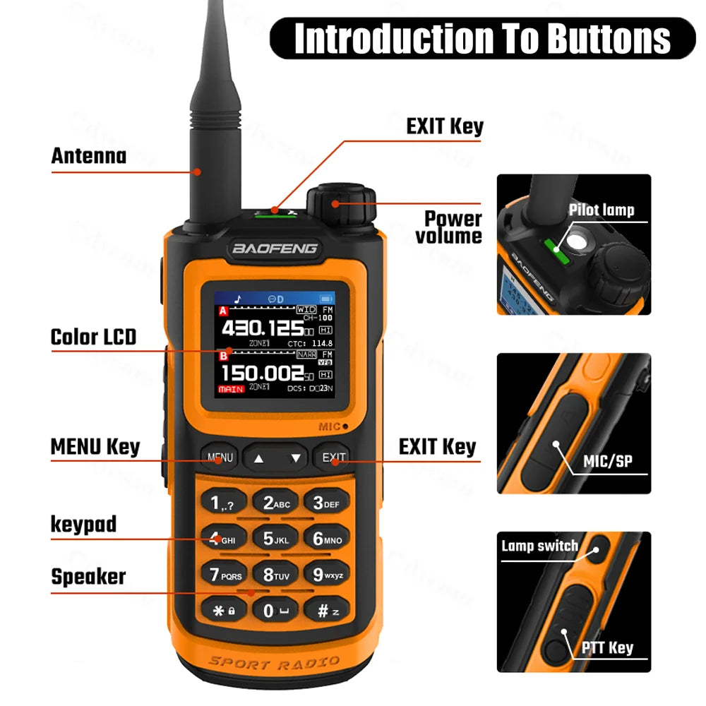 2024 Baofeng UV-G30 Pro Walkie Talkie Long Range Portable 1000 Channel Ham FM Radios UHF VHF USB-C Charge 2-Way Radio Waterproof