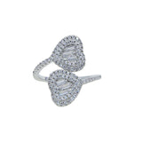 Geometric Heart Square Charm Iced Out Bling 5A CZ Women Ring Top Quality Open Adjusted Finger Jewelry