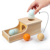 Kid Educational Toy Children Montessori Object Permanence Box Hammer Box Macaron Wooden Toys Coin Ball Textile Drum Drawer Box