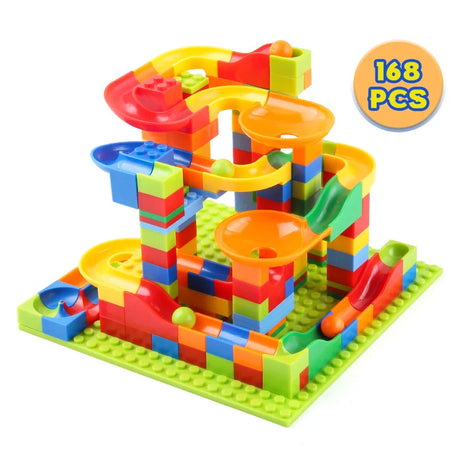 84-504PCS Marble Race Run Block Small Size Building Blocks Funnel Slide Blocks DIY Creative Bricks Assemble Toys for Kids Gifts