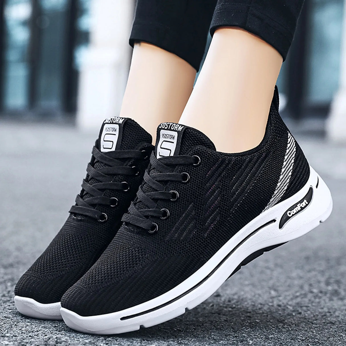 Fashion Women Sports Sneakers Flat Round Toe Lightweight Lace Up Shoes Mesh Comfortable Simple Shoes Tenis Feninino Frete Gratis