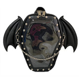 Bat Wings Ita Backpack Enamel Pin Display Shoulder Bag Goth Pin Collector Female Small Clear School Bag Punk Ita Purse Bag