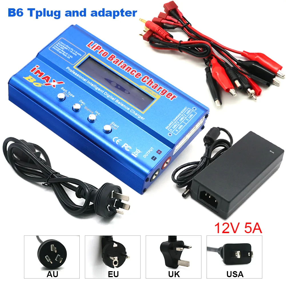 IMAX B6 80W Battery Charger Lipo NiMh Li-ion Ni-Cd Digital Lipro Balance Charger Discharger  AC Power 12V 5A Adapter For Rc Car