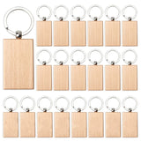 20 Pieces Blank Wooden Keychain Rectangular Key ID DIY gifts