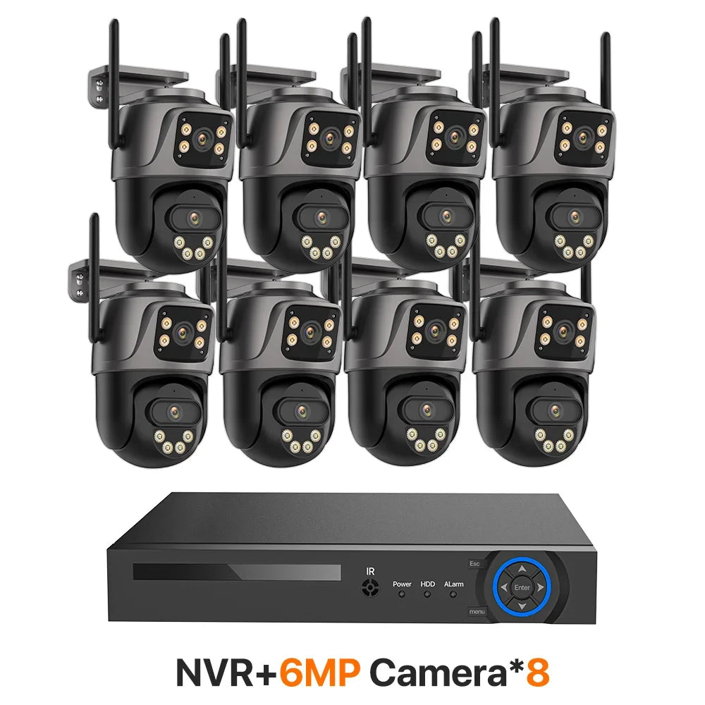 6MP PTZ Camera Dual Lens POE Surveillance System NVR Recorder Set IP Camera 2-Way Audio CCTV Video Surveillance System kit