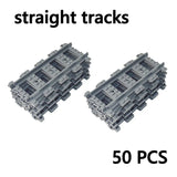 City Trains Track Rail Bricks Model straight curved soft Flexible Switch Uphill Tracks Railway  Building Blocks kids Toys