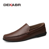 DEKABR Italian Mens Shoes Casual Luxury Brand Summer Men Loafers Split Leather Moccasins Comfy Breathable Slip On Boat Shoes