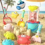 Kids Beach Toys Summer Water Play Sand Bucket Shovel Silicone Sandbox Cube Accessories Bag Outdoor Sea Game For Children Gifts