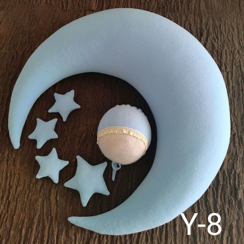 ❤️Newborn Photography Props Accessories Posing Crescent Pillow+Stars+Hat 6Pcs/Set Studio Baby Photo Decoration Moon Fotografia