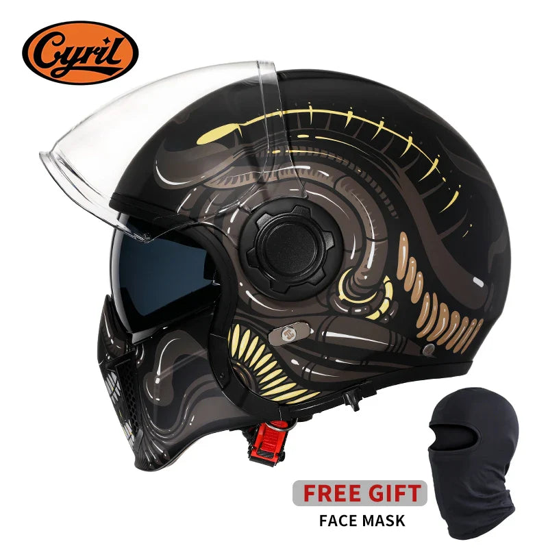 Full Face Open Face Motorcycle Helmet Double Lens Modular Helmet DOT ECE APPROVED CYRIL OP12A Man Woman Retro Moto Helmet