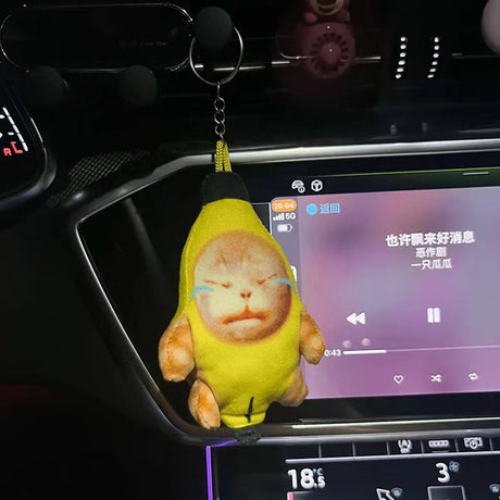 2023 Crying Banana Cat Plush Pendant Cute Banana Cat Doll With Sound Toy Keychain Car Bag Funny Pendant Keyring Gifts New