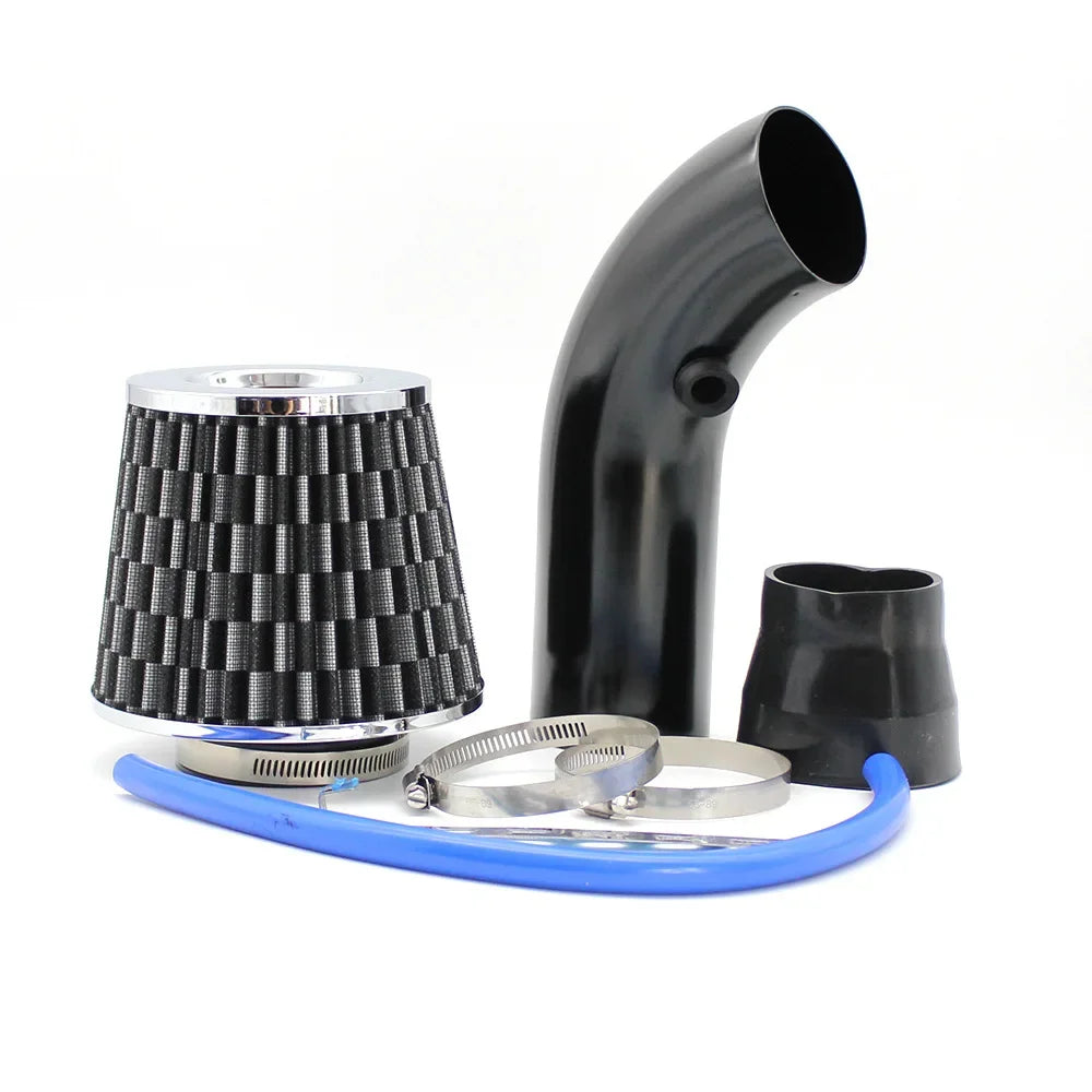 Universal 76mm Car Racing Cold Air Intake System Turbo Induction Pipe Tube Kit Aluminum With Cone Air Filter Inlet