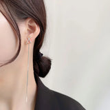 2023 Simple Cross Long Chain Tassel Drop Earrings For Women Dangle Earring Gold Silver Color Piercing Line Trendy Ear Jewelry