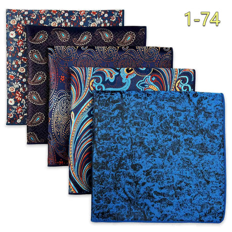 5 Pieces Assorted Mens Pocket Square Silk Handkerchief Set Colorful Large Accessories Gift Party