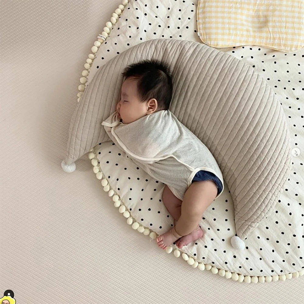 Child Pillow Detachable Nursing Head Cushion Soft Crib Bumper Moon Shape Bear Embroidery Breastfeeding Pillow For Newborn Baby