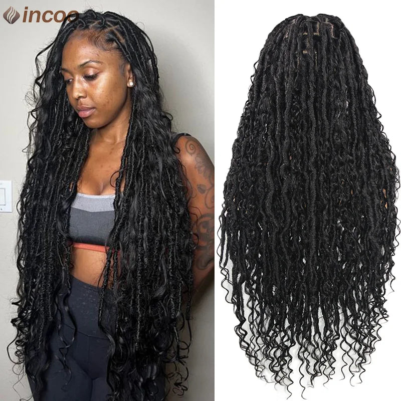 32 Inch Boho Full Lace Front Wig Knotless Box Braided Wig With Baby Hair Natural Looking Synthetic Twisted Braided Wig For Women