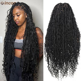 32 Inch Boho Full Lace Front Wig Knotless Box Braided Wig With Baby Hair Natural Looking Synthetic Twisted Braided Wig For Women