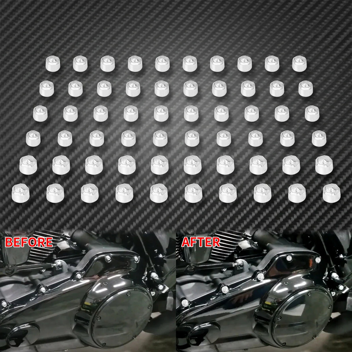 Motorcycle 60PCS Engine Bolt Screw Cap Protection Cover Black/Chrome For Harley Softail 18-21 Touring Road Electra Glide 17-2021