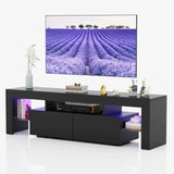 YESHOMY Modern LED TV Stand for Televisions up to 70 Inch with Glass Shelves and Drawer, Gaming Entertainment Center with