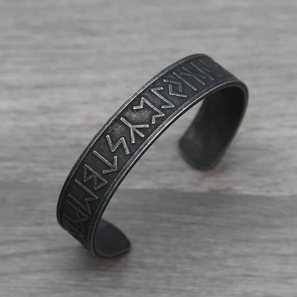 Black Stainless Steel Viking Rune Bracelets For Men Women Retro Viking Tree of Life Bracelet Biker Fashion Jewelry Amulet Gift