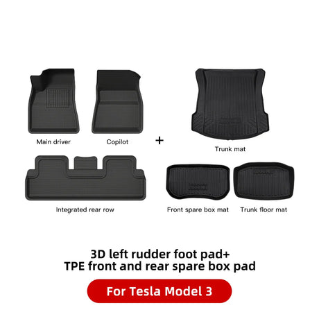 YZ Past Tesla Model 3 Y Highland Floor Mat Bagage Mat 2017 to 2024 Vier Seizoenen waterdichte 3D Vloer  Liner