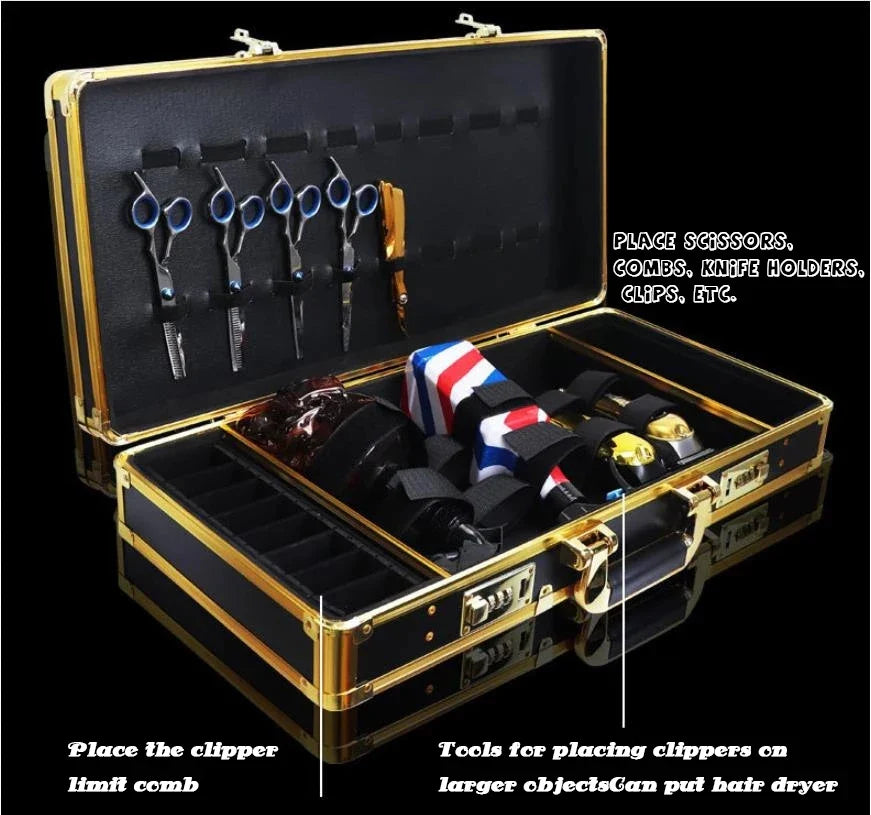 Portable Hairdressing Toolbox Large Code Aluminum Alloy Storage Bag Makeup Case Barber Hair Tools Accessories