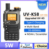 UV K58 Walkie Talkie 5W Quansheng UV-K6 Two Way Radio 50-600MHz Full Band Receiving Type C Charge Air Band DTMF Scramber UV-K5