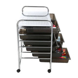 Storage Drawer Rolling Utility Cart, 6 Drawer Organizer, All Purpose, White / Silver