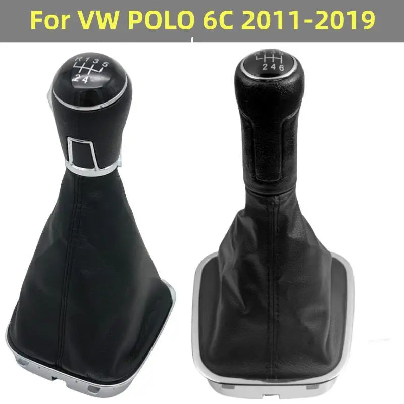 5/6 Speed Gear Shift Knob PU Leather Gaiter Boot For VW Polo 6R 6C Hatchback Sedan 2011 2012 2013 2014 2015 2016 2017 Car Stying