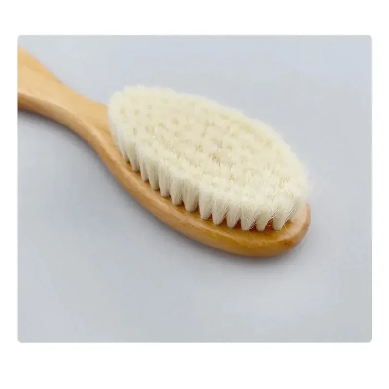 1pc Baby Care Pure Natural Wool Baby Wooden Brush Broken Soft Hair Cleaning Brush Massage Comb Baby Bath Tool