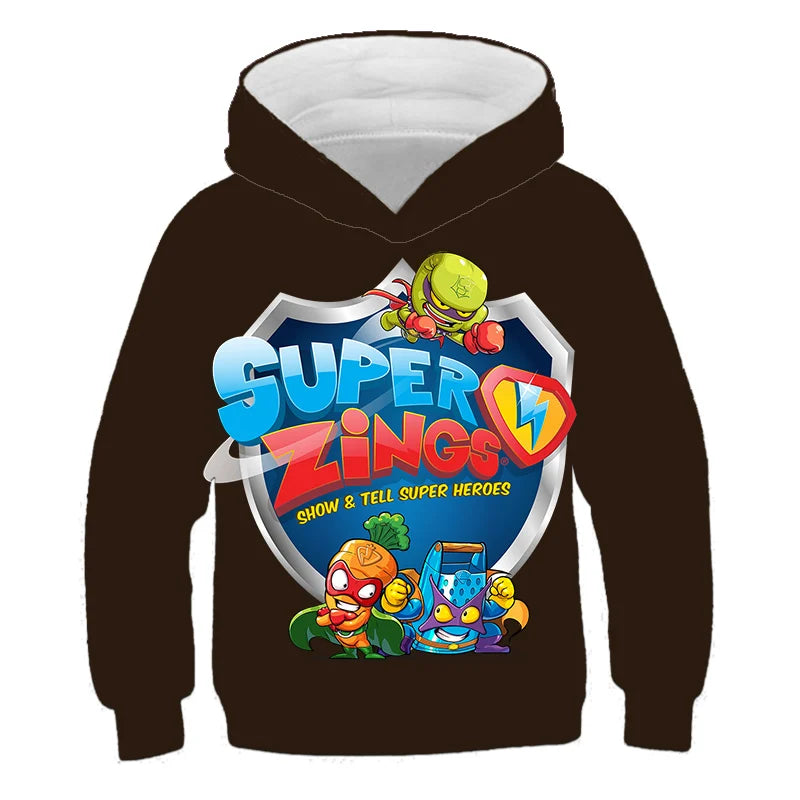 Kids Super Zings Hoodie Boys Girls Cartoon Kazoom Pullover Kids Superzings Hoodie Harajuku Streetwear Fall Winter