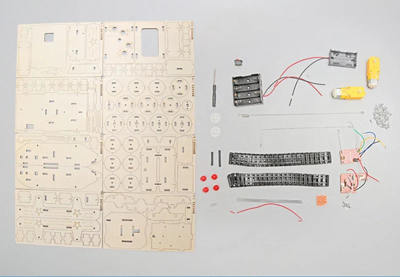 Remote Control Tank Boys Toys DIY Wooden Puzzle Technology Gadget STEM Science Toys Physics Children's Educational Toys