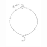 ANENJERY Zircon Moon Star Pendant Chain Bracelets for Women Trendy Simple Hand Jewelry Accessories Girls Birthday Gifts