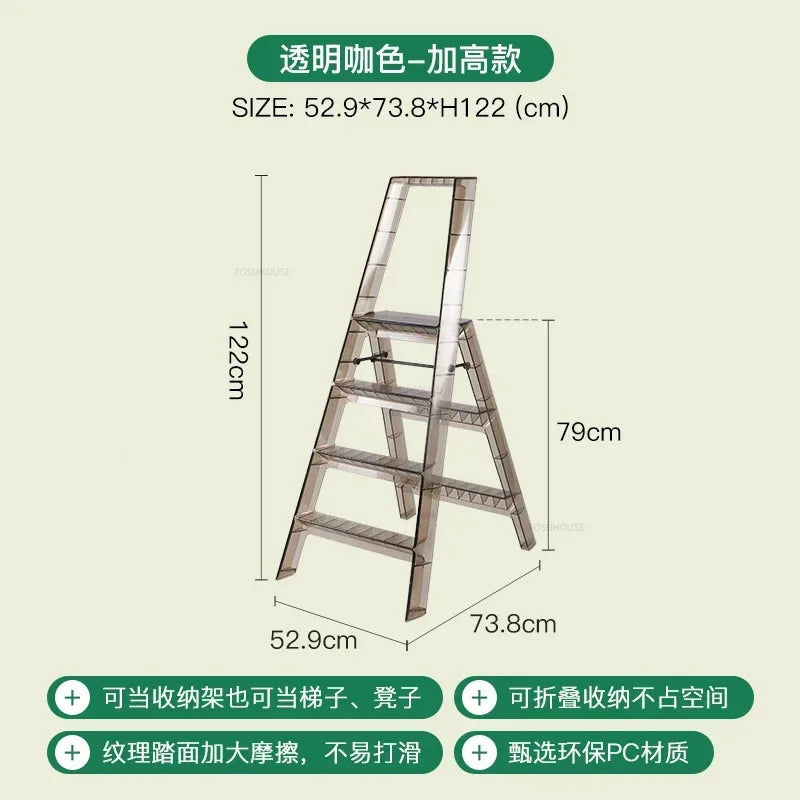 Modern Home Folding Ladder Transparent Acrylic Step Ladders Japanese Portable Telescopic Ladder Rack Creative Stairs Step Stool