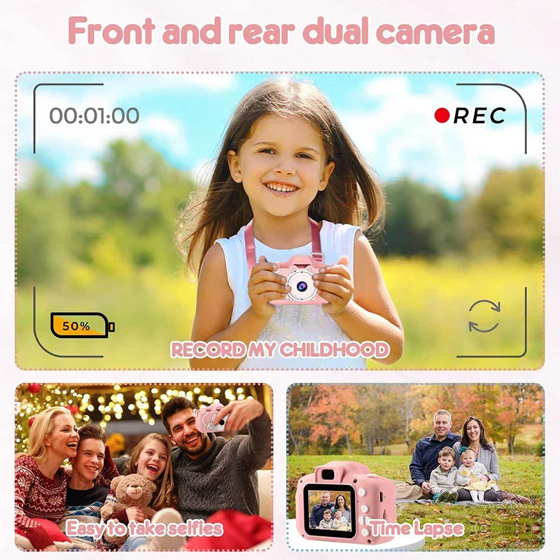 Children Camera Selfie 1080P HD Screen Dual Camera for Kids Outdoor Toys Birthday Gifts Camara Fotos Infantil juguetes niñas